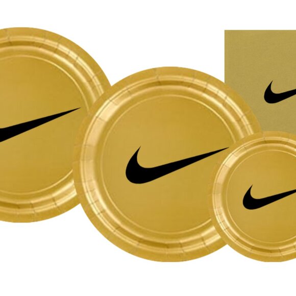 Sw00sh Plates | Gold Basketball Party Paper Plates | Disposable 45 pcs - Picture 3 of 7